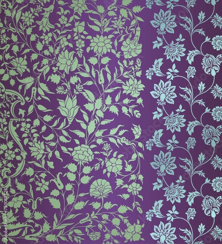 wedding card design, traditional paisley floral pattern , royal India	