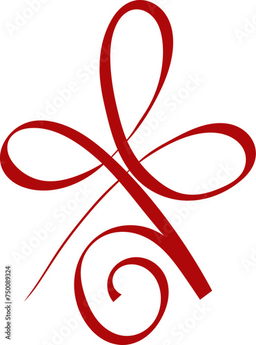 Sanskrit symbol for unconditional love, red vector drawing