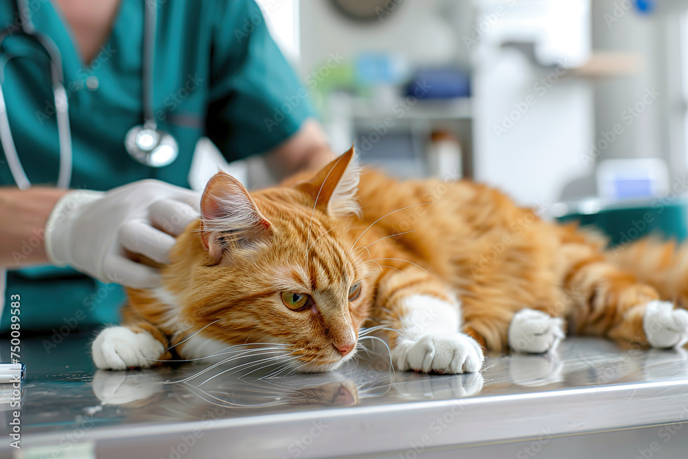 A Veterinarian examines a Cat, World Veterinarian Day