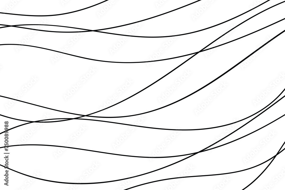 Thin line wavy abstract vector background. Curve wave. Line art striped graphic template. - obrazy, fototapety, plakaty 