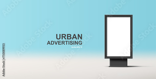 Light box 3d realistic mockup, street OOH advertising, blank template for promo