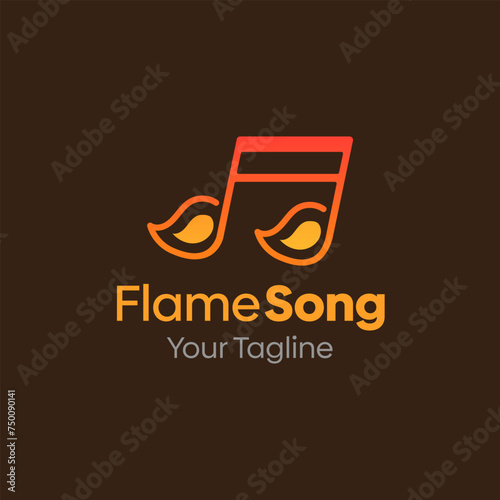Vector Illustration for Flame Song Logo: A Design Template Merging Concepts of a Melody and Fire Shape