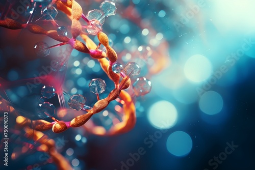 dna helix on black background photo