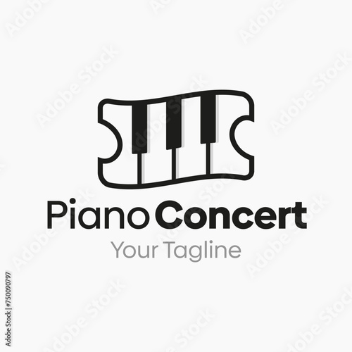 Vector Illustration for Piano Concert Logo: A Design Template Merging Concepts of a Piano and Ticket Shape