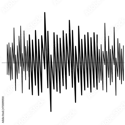 Vector illustration of black sound wave icon. Abstract music waves, radio signal frequencies and digital sound visualization. isolated on a white background