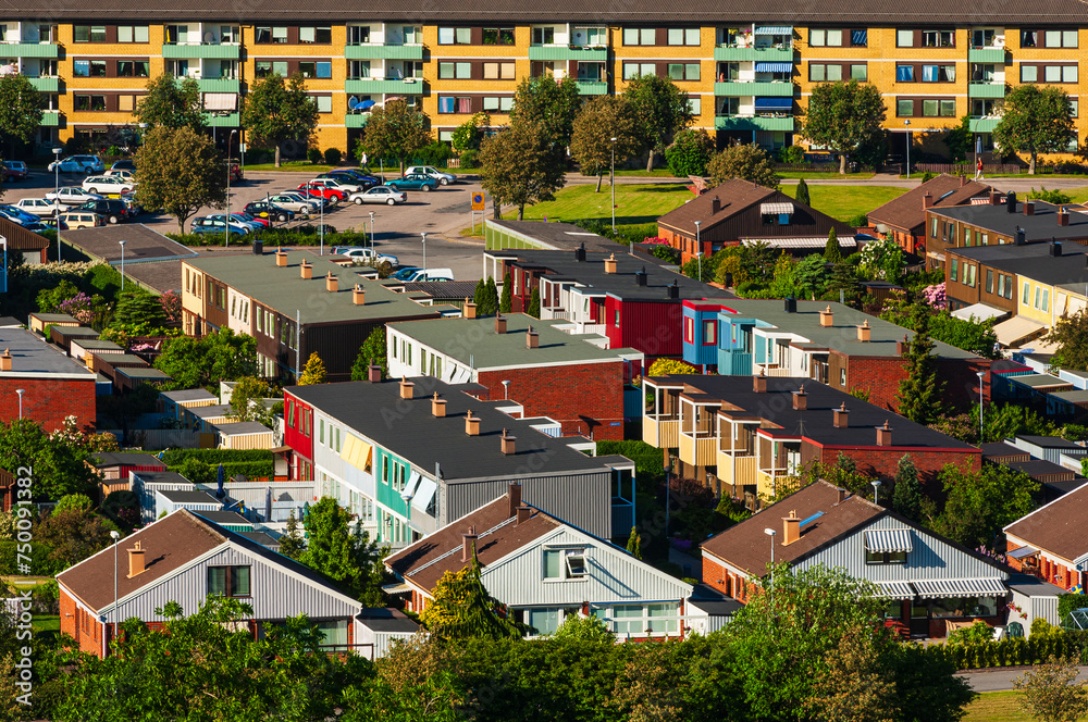 Fototapeta premium A Large Group of Houses in a Residential Neighborhood