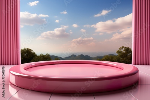 Product Podium - Pink Podium, Pink Background. 3D Illustration