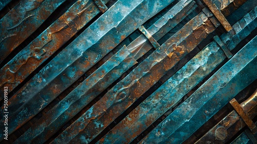 Abstract background shows sword texture. Blades of metal enhance allure.