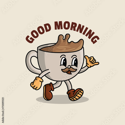 Coffee Retro Character Mascot Logo Cartoon