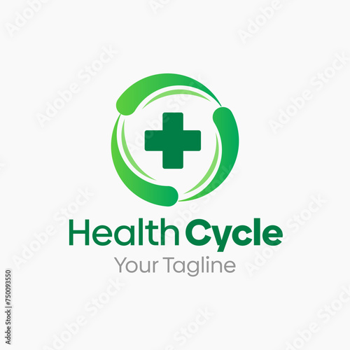 Vector Illustration for Health Cycle Logo: A Design Template Merging Concepts of a Medic and CycleShape