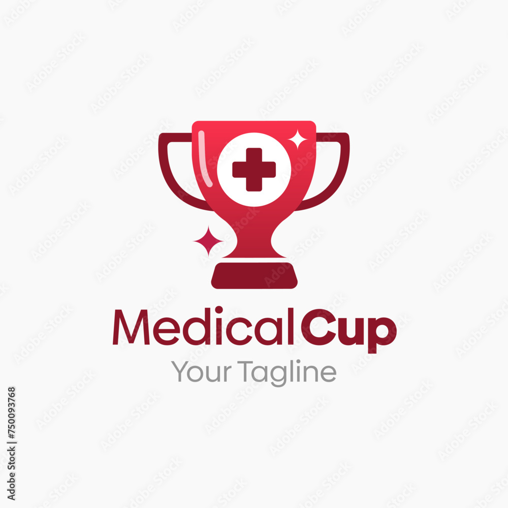 Vector Illustration for Medical Cup Logo: A Design Template Merging Concepts of a Trophy and Medic Shape Vector Illustration for Medical Cup Logo: A Design Template Merging Concepts of a Trophy and Medic Shape