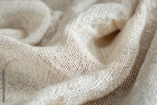 Closeup of cotton fabric texture highlighting the delicate weave and natural fibers softness in every thread