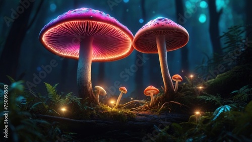 Mushroom Wallpaper ,Fantasy Wallpaper, 4K, Mushroom Light, Fantasy Mushroom, Jungle, Forest Mushroom, Jungle Background © Oleks Stock