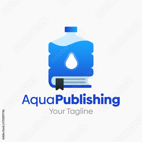 Vector Illustration for Aqua Publishing Logo: A Design Template Merging Concepts of a Book and Water Gallon Shape