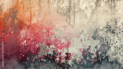 Vibrant abstract grunge texture on a weathered wall, blending colors and decay for artistic effect.