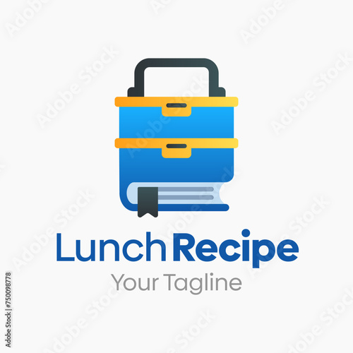Vector Illustration for Lunch Recipe Logo: A Design Template Merging Concepts of a Book and Lunch Box Shape