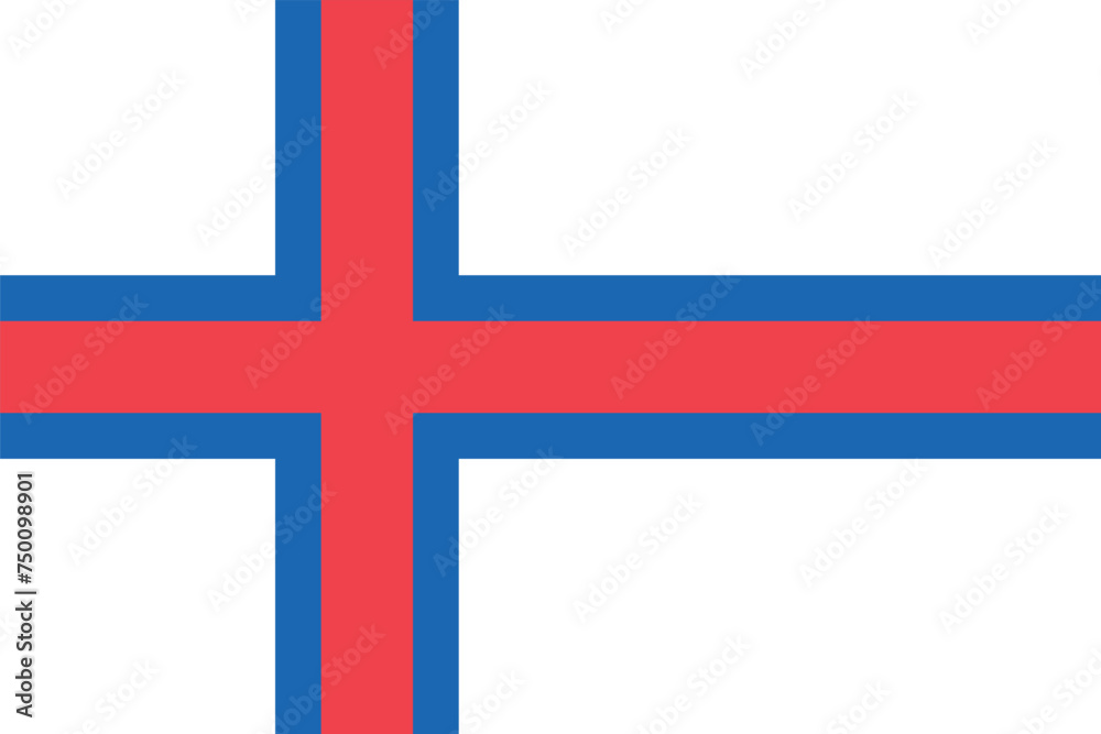 Flag of the Faroe Islands. Faroese white flag with a red and blue cross. State symbol of the autonomous region of the Faroe Islands. Flag of the Faroe Islands. Faroese white flag with a red and blue cross. State symbol of the autonomous region of the Faroe Islands.