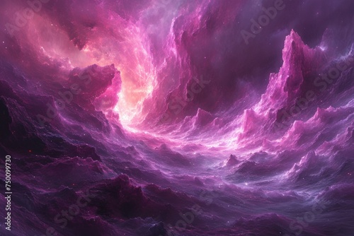 A vibrant background featuring purple and pink hues with clouds and stars scattered throughout.