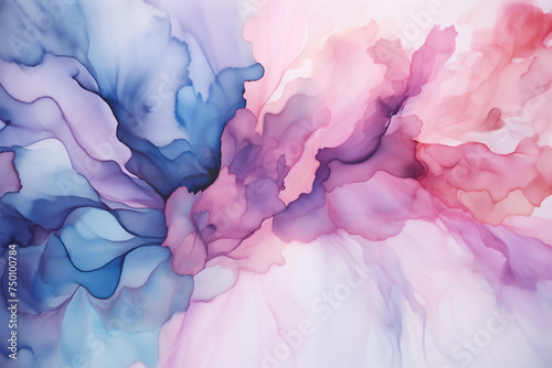 Natural luxury abstract fluid art painting in alcohol ink technique,  transparent waves and swirls, horizontal background for posters, banners and printed materials © big_and_serious