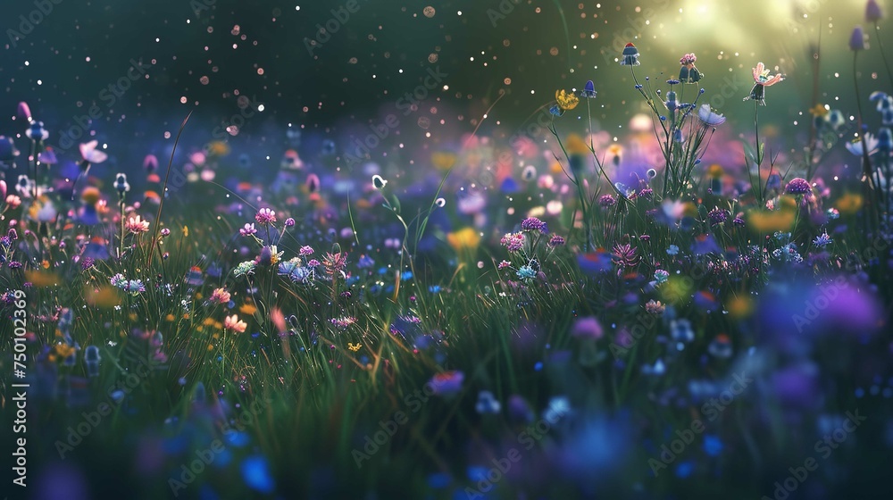 Fototapeta premium Colorful abstract flower meadow illustration