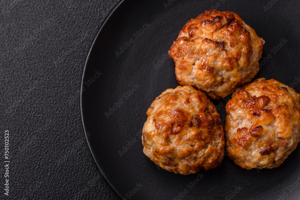 Delicious fresh fried minced fish cutlets with spices and herbs Delicious fresh fried minced fish cutlets with spices and herbs