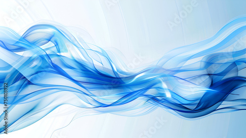 Abstract blue smooth wave lines, on a white background. Design element, White abstract modern background