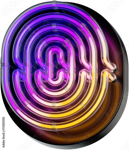 3d rendered bold number 0 made of colorful gradient glowing neon tubes (ID: 750105105)