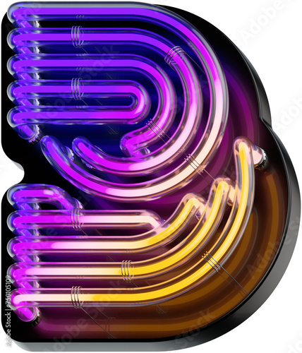 3d rendered bold number 3 made of colorful gradient glowing neon tubes (ID: 750105109)