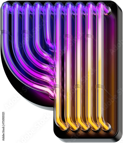 3d rendered bold number 4 made of colorful gradient glowing neon tubes (ID: 750105121)