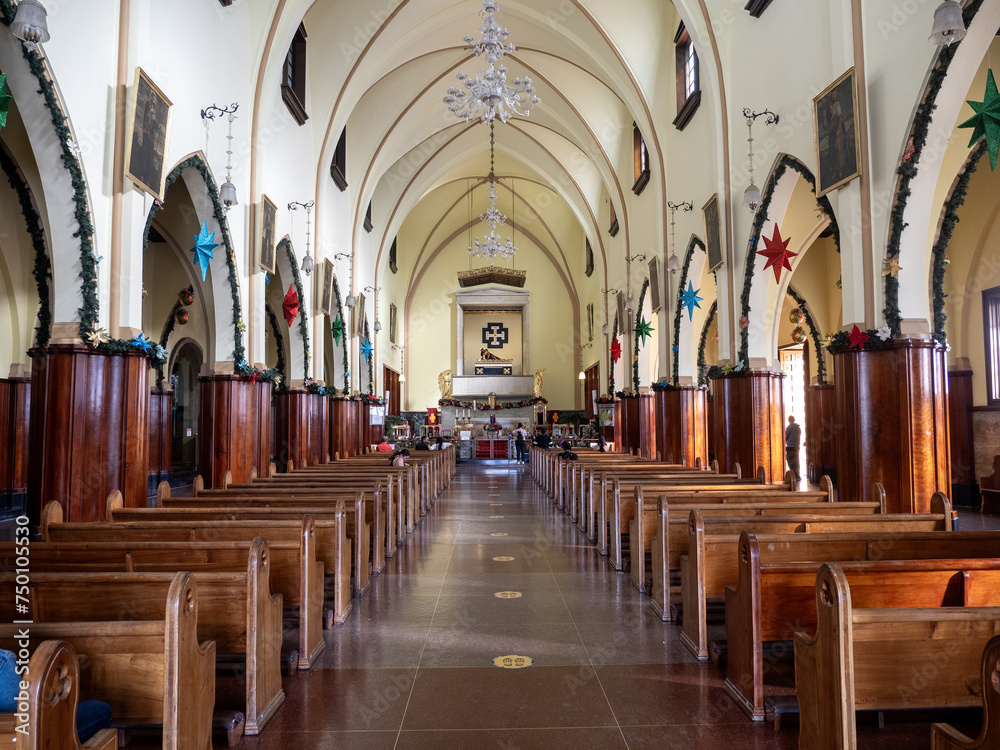 Interior of the church on top of Montserrat in Bogotá. Colombia