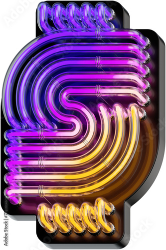 3d rendered bold Dollar sign made of colorful gradient glowing neon tubes (ID: 750105515)