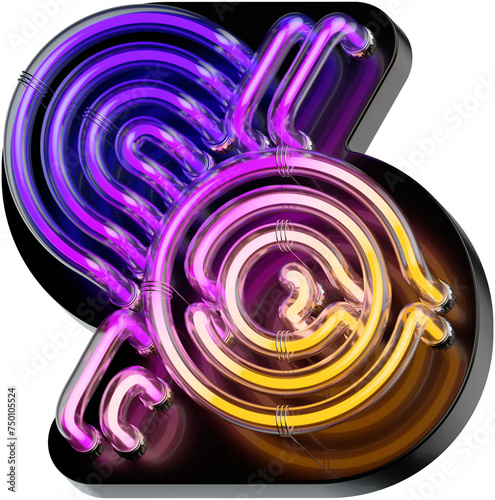 3d rendered bold Percent sign made of colorful gradient glowing neon tubes (ID: 750105524)