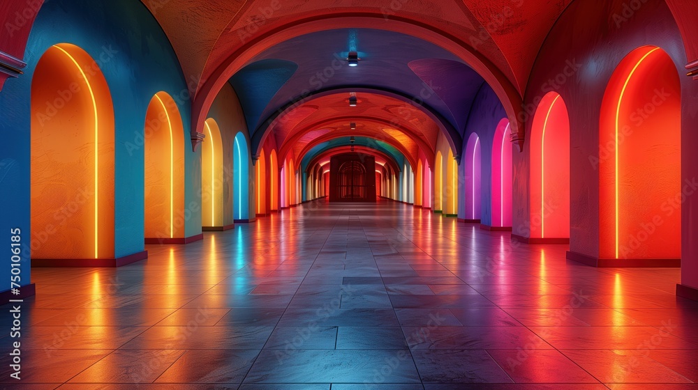 Tunnel of colorful lights 