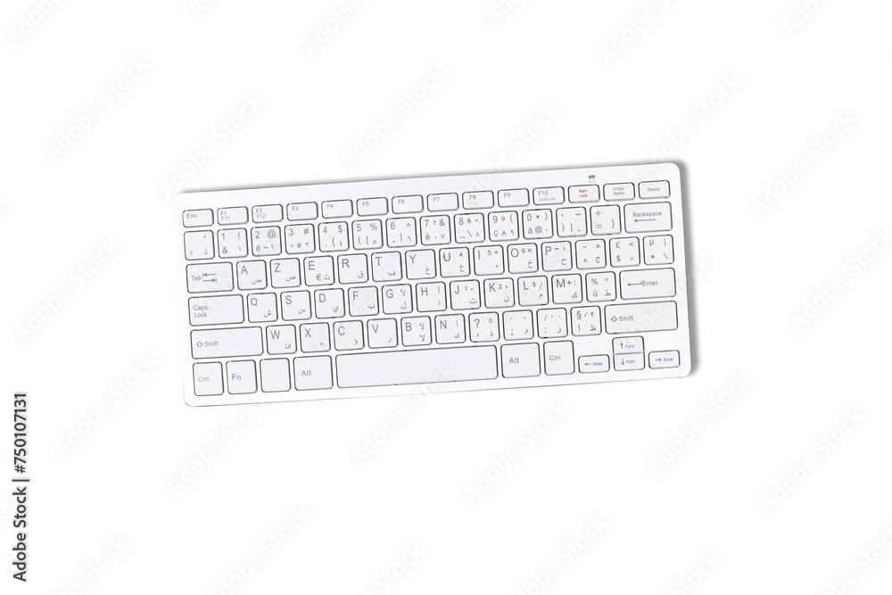Modern aluminum computer keyboard isolated on white background Modern aluminum computer keyboard isolated on white background