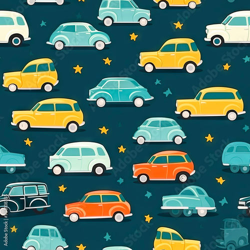 Multiple Cars on Blue Background