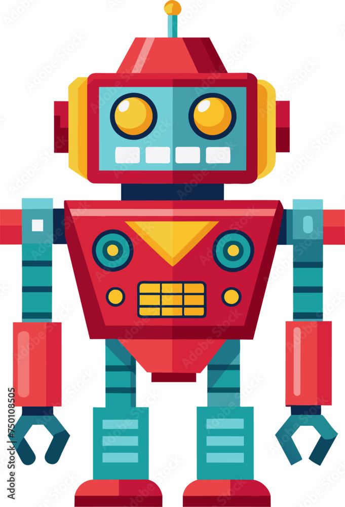 Naklejka premium Minimalist futuristic Robot colorful, computer human body DNA strands, autonomous vehicle, green Check mark, Elephant, Crocodile, bacterias Silhouette Vector Graphics element illustration