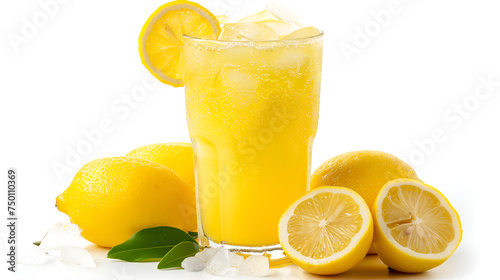 Glass of fresh lemon juice on white background,Lemonade drinks with juice isolated mint,Tarhun extract lemonade, elegantly isolated on a white background,Iced drink with mint and citrus fruit, 