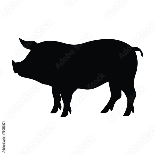 silhouette of a pig, pig icon art design pig vector illustration with a white background