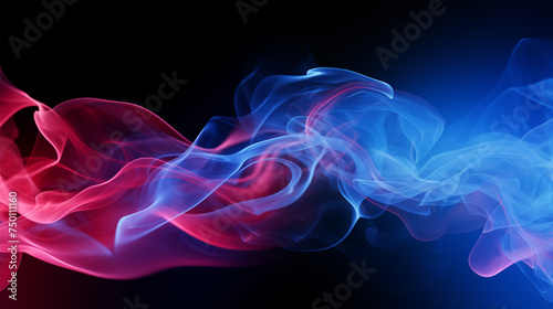 Fluid Abstract Mixture of Red and Blue Smoke