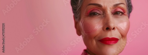 woman on a pink background