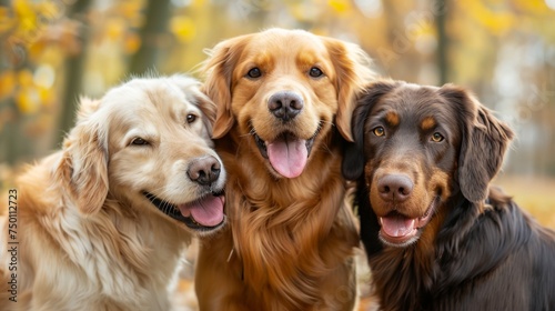 a group of dogs standing next to each other