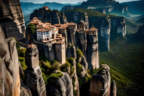 house on the mountains, Embark on a journey to the mystical monasteries suspended over the ancient rocks of Meteora, Greece