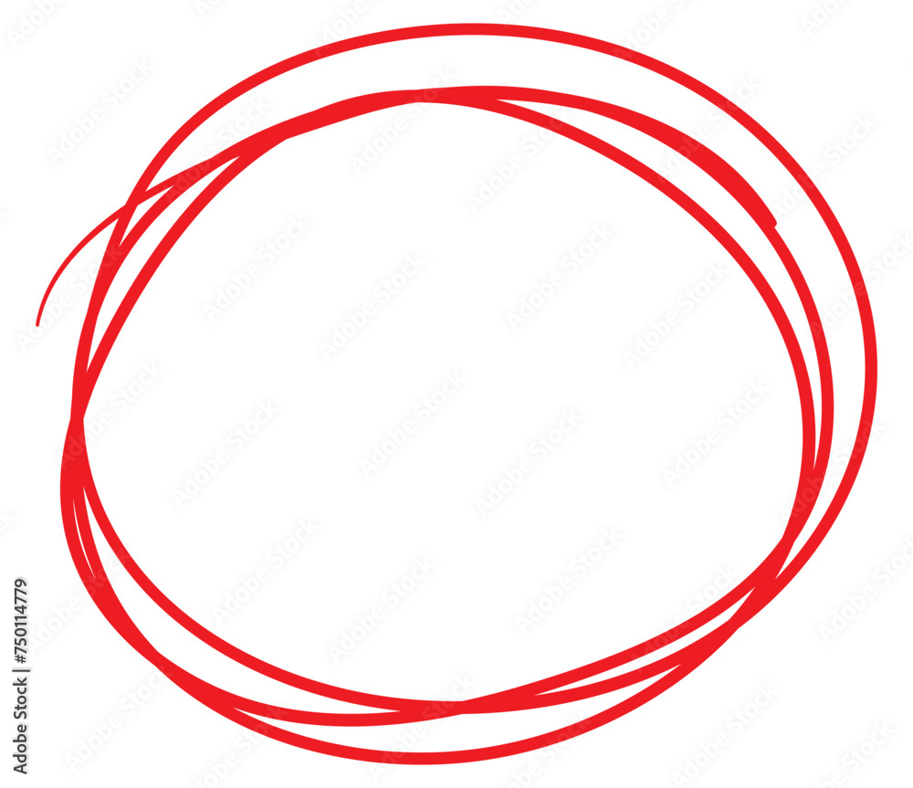 Red circle line hand drawn. Highlight hand drawing circle isolated on white background. Round handwritten circle. For marking text, note, mark icon, number, marker pen, pencil and text check, vector Red circle line hand drawn. Highlight hand drawing circle isolated on white background. Round handwritten circle. For marking text, note, mark icon, number, marker pen, pencil and text check, vector