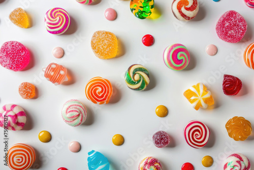 Vibrant, handcrafted candies in assorted hues against a pristine white background