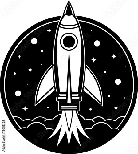 black and white rocket black design vector element illustration in transparent background