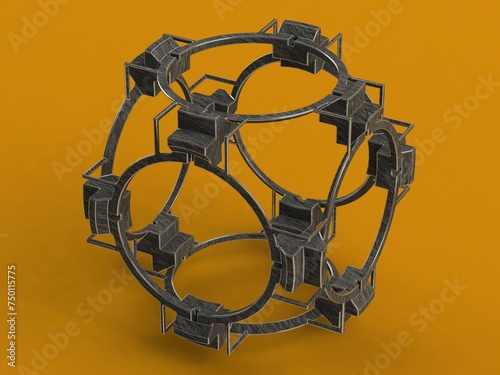 Fototapeta Naklejka Na Ścianę i Meble -  Wireframe Shape Geometric Companion Cube 3D print model