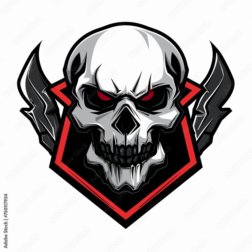 Fototapeta premium Skull esport vector logotype, logo skull, icon skull, sticker skull, symbol skull, emblem skull