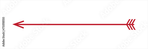 One long smooth straight thin bow arrow silhouette. Vector file illustration.