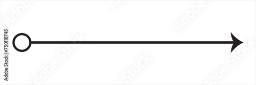 One long smooth straight thin bow arrow silhouette. Vector file illustration.