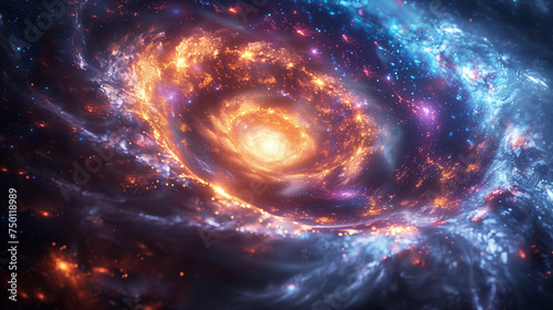 Vue d'artiste de la voie lactée ou de toute autre galaxie de l'univers